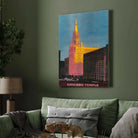 Vintage "Chicago Temple" Gothic Skyscraper Poster | Vertical Retro  White Framed Wall Art 2 : 3 Vertical Premium Wall Art Canvas by MeriDeewar