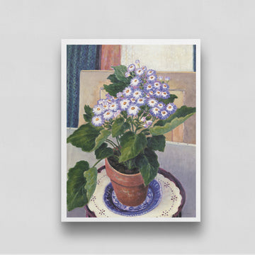 Vintage Cineraria Purple Flowers in the Vase by Augustus John 3 : 4 Vertical New Premium Wall Art Canvas by MeriDeewar