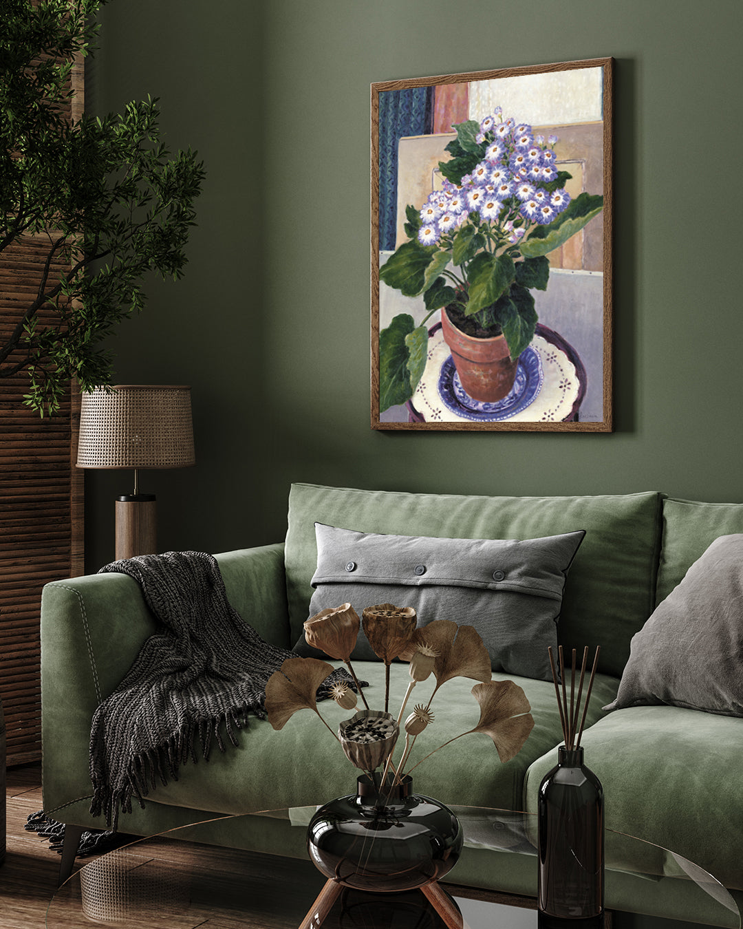 Vintage Cineraria Purple Flowers in the Vase by Augustus John 3 : 4 Vertical New Premium Wall Art Canvas by MeriDeewar