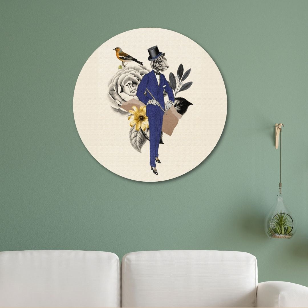 Vintage collage wallpaper background illustration Circular Canvas Frame Circular Canvas Frame Premium Wall Art Canvas by MeriDeewar