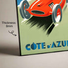 Vintage "Côte d'Azur" Red Race Car Poster | Vertical Borderless Art Frame Poster Premium Wall Art Canvas by MeriDeewar