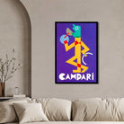 Vintage Futurist Depero Purple Campari Aperitif Illustration Poster | Vertical Retro White Framed Wall Art 2 : 3 Vertical Premium Wall Art Canvas by MeriDeewar