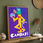 Vintage Futurist Depero Purple Campari Aperitif Illustration Poster | Vertical Retro White Framed Wall Art 2 : 3 Vertical Premium Wall Art Canvas by MeriDeewar