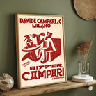 Vintage Futurist Italian Depero Bitter Campari Advertisement Illustration Poster | Vertical Retro White Framed Wall Art 2 : 3 Vertical Premium Wall Art Canvas by MeriDeewar