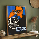 Vintage German Leica Camera Advertisement Illustration Poster | Vertical White Framed Wall Art 2 : 3 Vertical Premium Wall Art Canvas by MeriDeewar