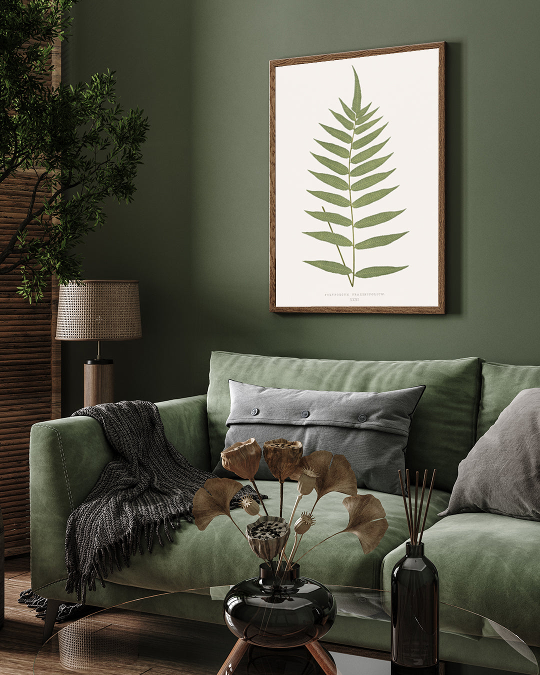 Vintage Green Leaf Poster 3 : 4 Vertical New Premium Wall Art Canvas by MeriDeewar
