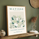 Vintage Henri Matisse "Galerie Maeght" Papiers Découpés Green Leaf Poster | Vertical Retro White Framed Wall Art 2 : 3 Vertical Premium Wall Art Canvas by MeriDeewar