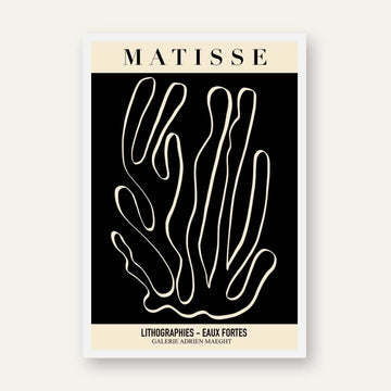 Vintage Henri Matisse "Lithographies - Eaux Fortes" Galerie Adrien Maeght Exhibition Poster | Vertical Retro White Framed Wall Art 2 : 3 Vertical Premium Wall Art Canvas by MeriDeewar