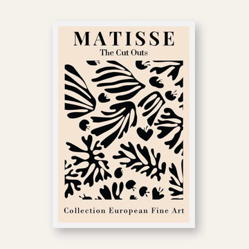 Vintage Henri Matisse "The Cut Outs" Collection European Fine Art Poster | Vertical Retro White Framed Wall Art 2 : 3 Vertical Premium Wall Art Canvas by MeriDeewar