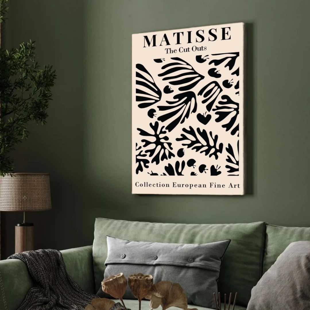 Vintage Henri Matisse "The Cut Outs" Collection European Fine Art Poster | Vertical Retro White Framed Wall Art 2 : 3 Vertical Premium Wall Art Canvas by MeriDeewar