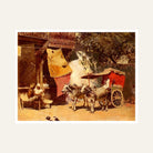 Vintage Indian Street Painting for Living Room | Bullock Cart Heritage Wall Art by Edwin Lord Weeks 6 : 5 Horizontal Premium Wall Art Canvas by MeriDeewar