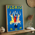 Vintage Italian Florio Wine Advertisement Illustration Poster | Vertical Retro White Framed Wall Art 2 : 3 Vertical Premium Wall Art Canvas by MeriDeewar