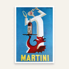 Vintage Italian Martini Red Devil Illustration Poster | Vertical Retro White Framed Wall Art 2 : 3 Vertical Premium Wall Art Canvas by MeriDeewar