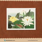 Vintage Japanese Lotus Flower Yellow Painting 3 : 4 Horizontal New Premium Wall Art Canvas by MeriDeewar