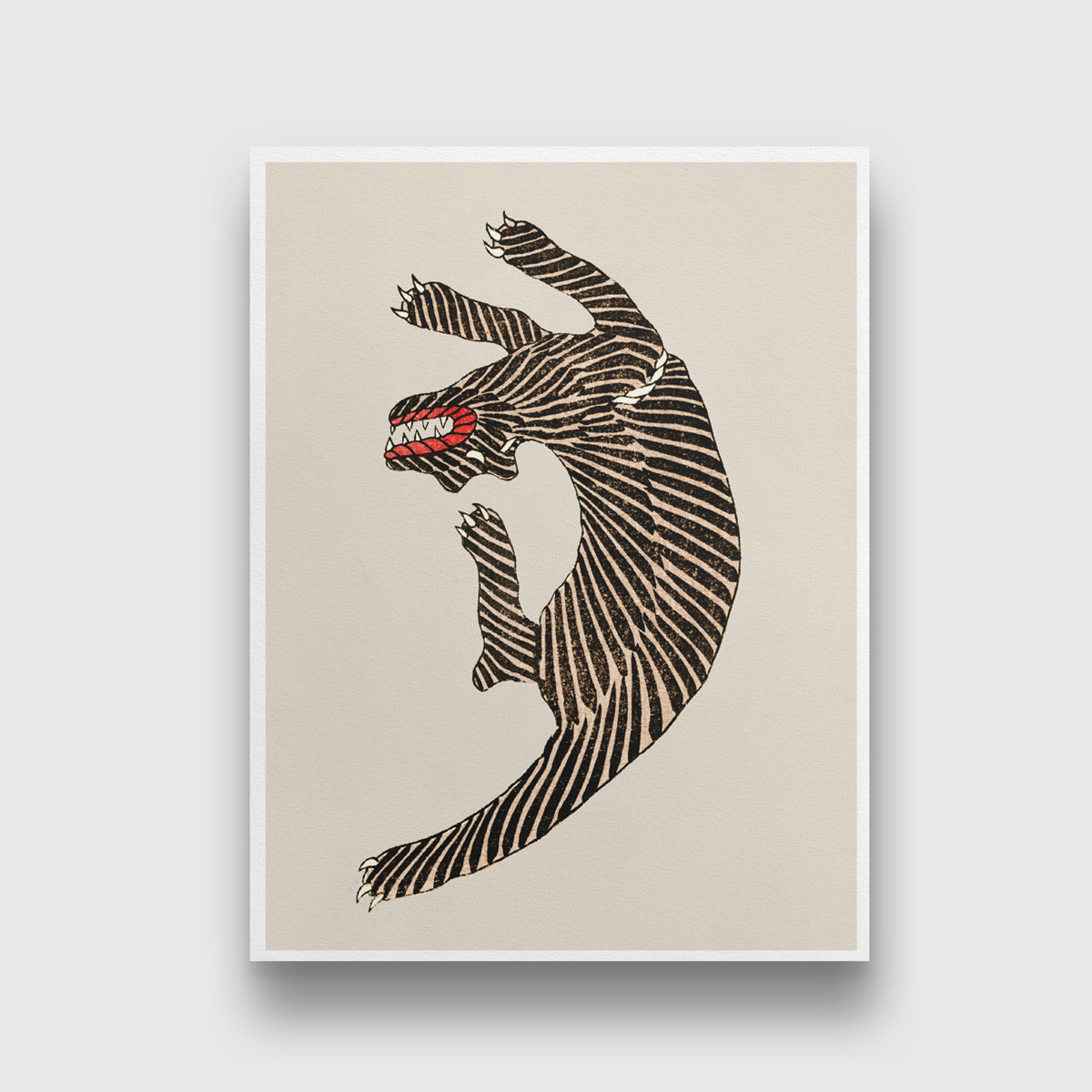 Vintage Japanese Tiger 2 Wall Art 3 : 4 Vertical New Premium Wall Art Canvas by MeriDeewar