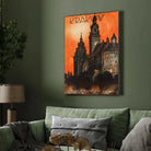 Vintage "Krakow" Polish Railways Travel Poster | Vertical Retro Gothic Architecture White Framed Wall Art 2 : 3 Vertical Premium Wall Art Canvas by MeriDeewar