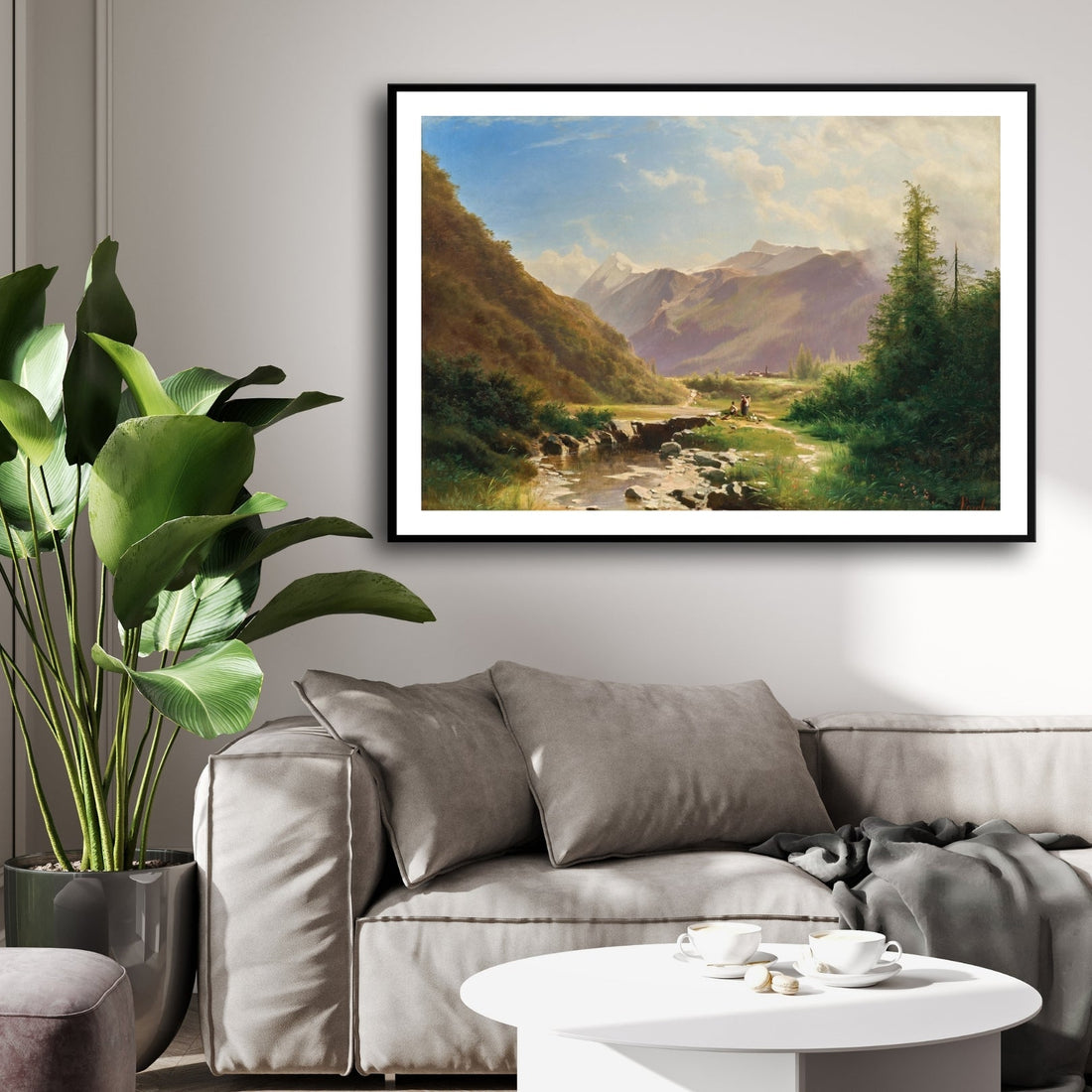 Vintage Mountain Landscape Art 2 : 3 Horizontal Premium Wall Art Canvas by MeriDeewar