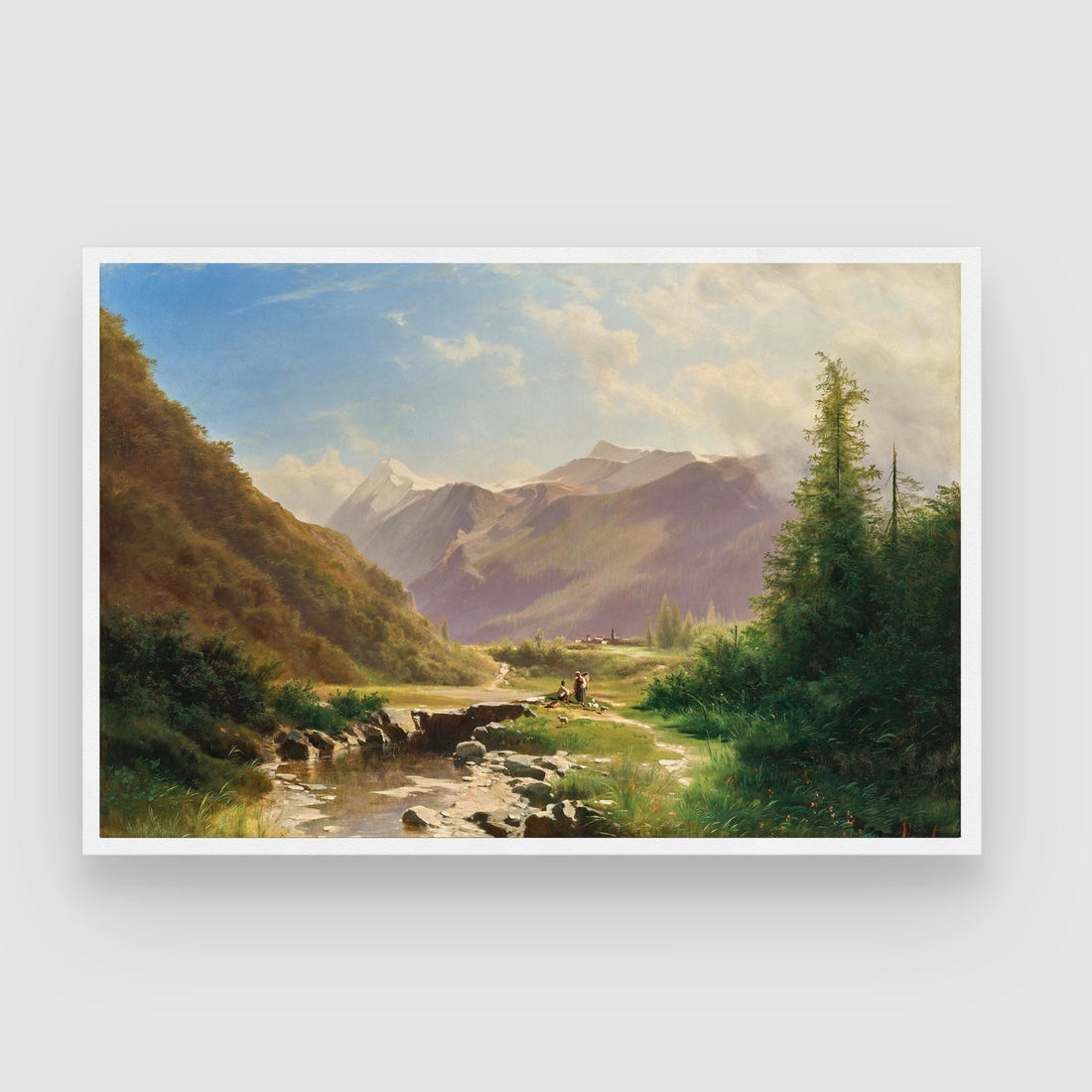 Vintage Mountain Landscape Art 2 : 3 Horizontal Premium Wall Art Canvas by MeriDeewar