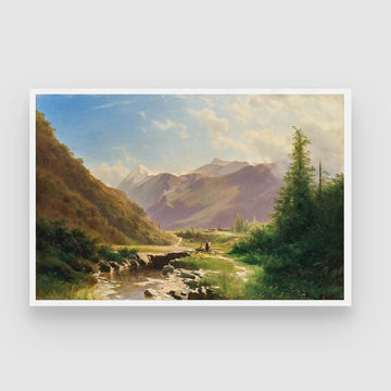 Vintage Mountain Landscape Art 2 : 3 Horizontal Premium Wall Art Canvas by MeriDeewar