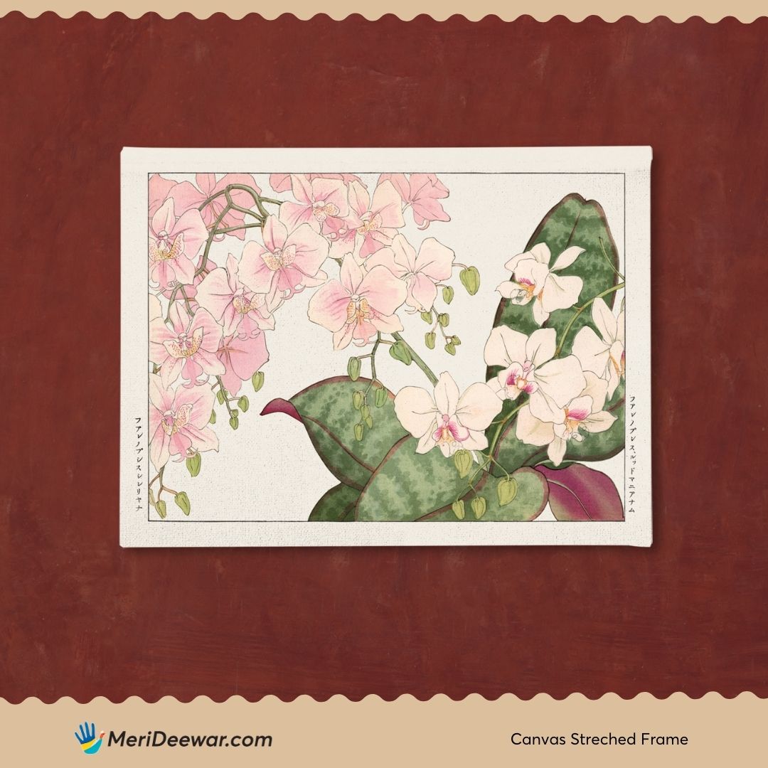 Vintage orchid flowe 3 : 4 Horizontal New Premium Wall Art Canvas by MeriDeewar
