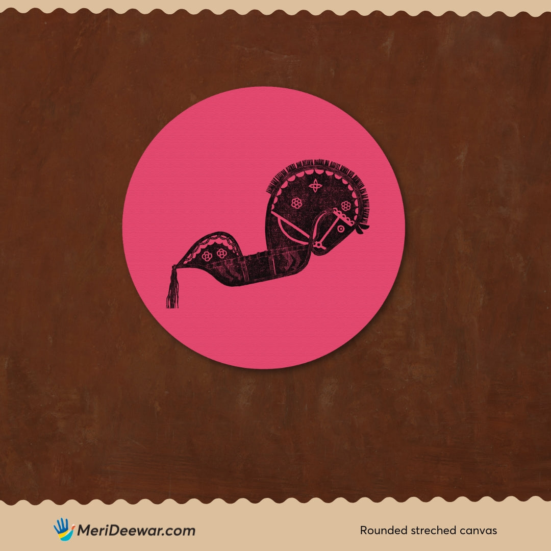 Vintage Rocking Horse Circular Canvas Frame Circular Canvas Frame Premium Wall Art Canvas by MeriDeewar