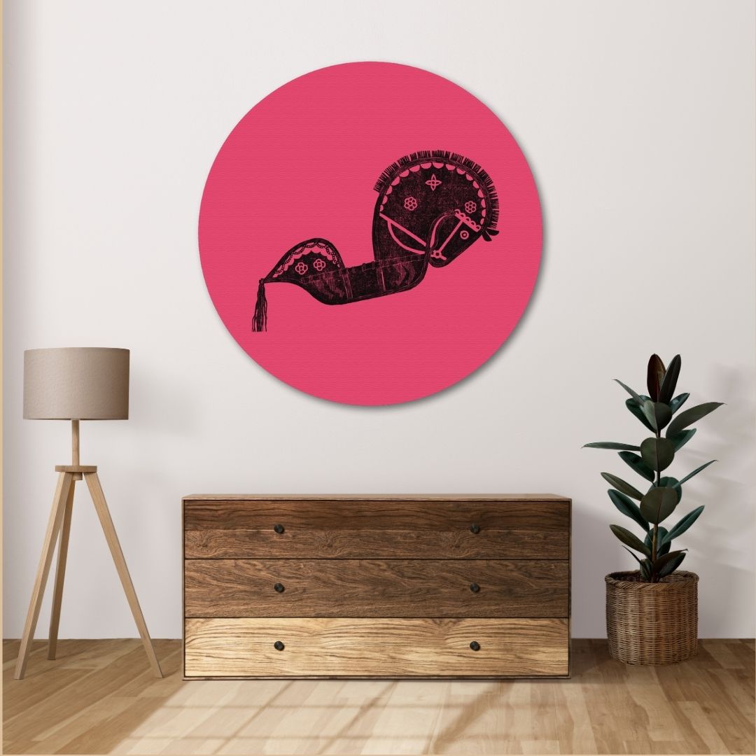 Vintage Rocking Horse Circular Canvas Frame Circular Canvas Frame Premium Wall Art Canvas by MeriDeewar