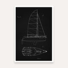 Vintage  Sailboat Blueprint Patent Print | Vertical Chalkboard Framed Wall Art 2 : 3 Vertical Premium Wall Art Canvas by MeriDeewar
