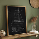 Vintage  Sailboat Blueprint Patent Print | Vertical Chalkboard Framed Wall Art 2 : 3 Vertical Premium Wall Art Canvas by MeriDeewar
