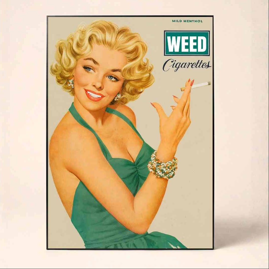 Vintage Satirical Pin-Up Advertising Poster | Vertical Borderless Art Frame Poster Premium Wall Art Canvas by MeriDeewar