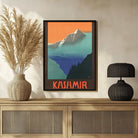 Vintage "See India" Kashmir Travel Poster | Vertical Retro Misty Himalayan Mountains White Framed Wall Art 2 : 3 Vertical Premium Wall Art Canvas by MeriDeewar