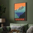Vintage "See India" Kashmir Travel Poster | Vertical Retro Misty Himalayan Mountains White Framed Wall Art 2 : 3 Vertical Premium Wall Art Canvas by MeriDeewar