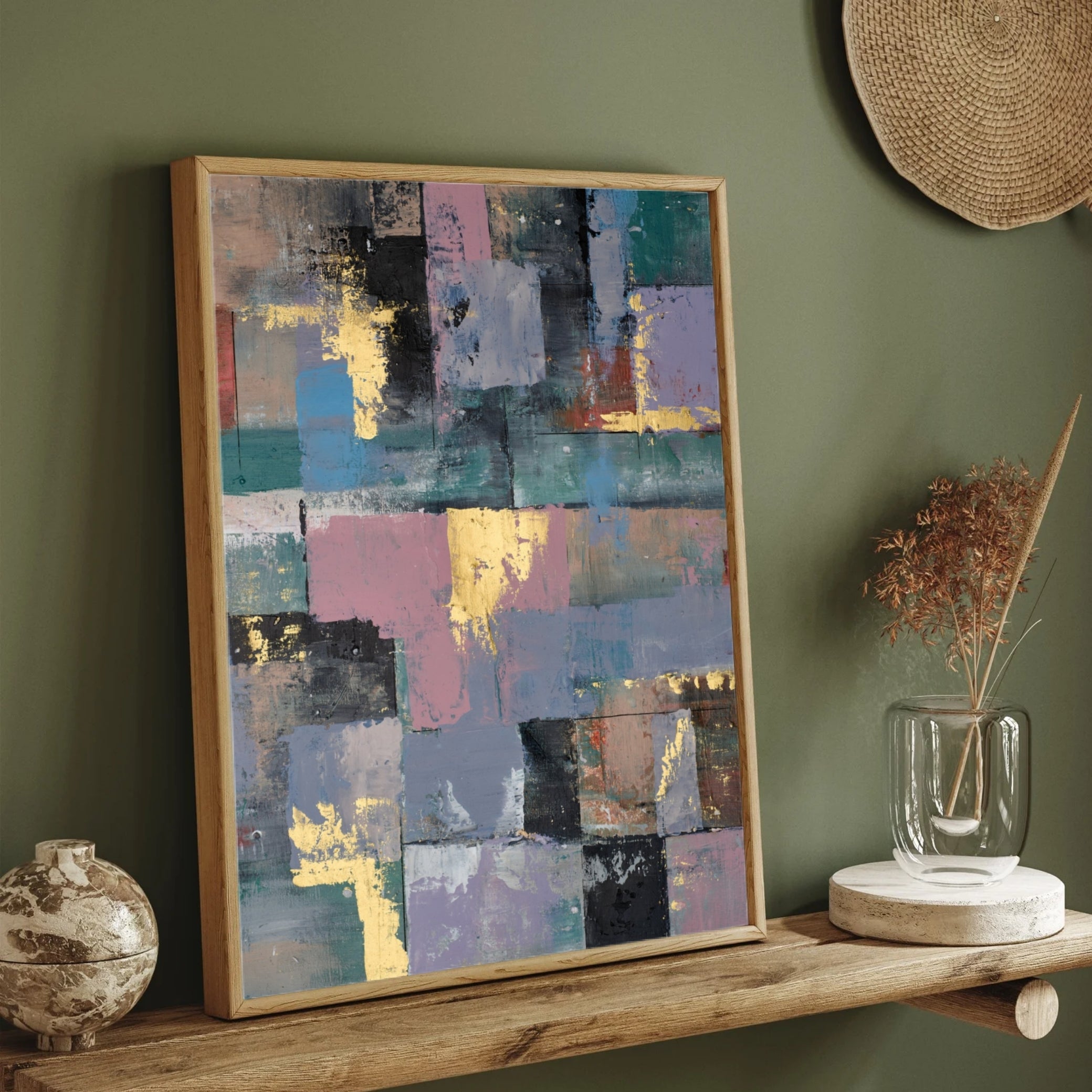 Vintage Spectrum – Color Block Abstract Art 2 : 3 Vertical Premium Wall Art Canvas by MeriDeewar