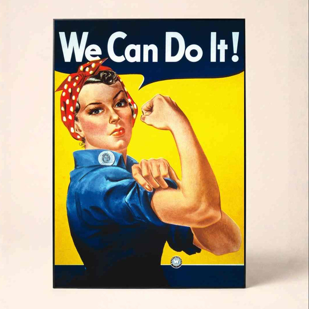 Vintage "We Can Do It!" Rosie the Riveter Poster | Vertical Borderless Art Frame Poster Premium Wall Art Canvas by MeriDeewar