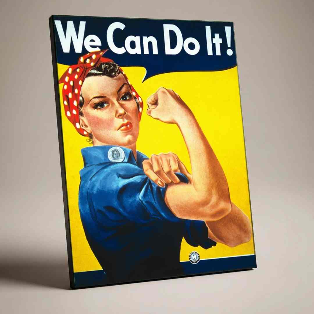 Vintage "We Can Do It!" Rosie the Riveter Poster | Vertical Borderless Art Frame Poster Premium Wall Art Canvas by MeriDeewar
