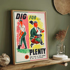 Vintage WWII British Gardening Propaganda Poster | Vertical Retro White Framed Wall Art 2 : 3 Vertical Premium Wall Art Canvas by MeriDeewar
