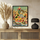 Vishnu Reclining on Shesha – Spiritual Wall Art, MeriDeewar 3 : 4 Vertical New Premium Wall Art Canvas by MeriDeewar