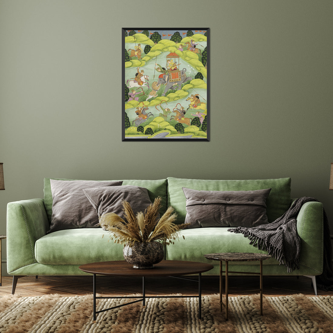 Visscher War Soldiers Elephant Horses Drawing Painting 3 : 4 Vertical New Premium Wall Art Canvas by MeriDeewar
