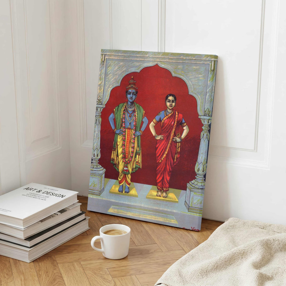 Vitthal Rukmini Painting – Raja Ravi Varma Indian Mythology Wall Art | MeriDeewar 2 : 3 Vertical Premium Wall Art Canvas by MeriDeewar