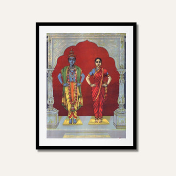 Vitthal Rukmini Painting – Raja Ravi Varma Indian Mythology Wall Art | MeriDeewar 2 : 3 Vertical Premium Wall Art Canvas by MeriDeewar