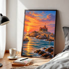 Vivekananda Rock Memorial | Kanyakumari Ocean Gallery Wrap Canvas Curate Black Premium Wall Art Canvas by MeriDeewar