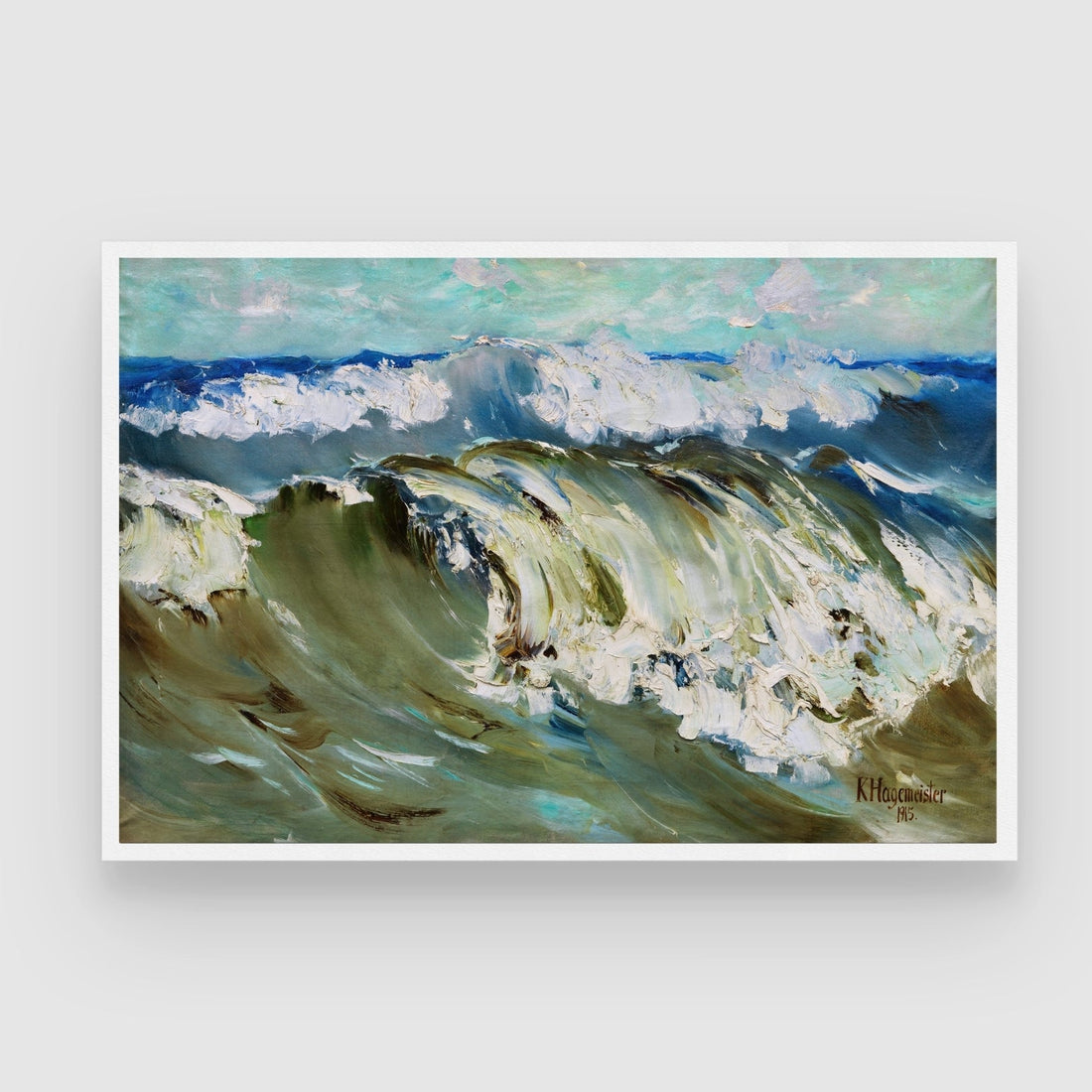Vivid Curling Wave Seascape Wall Art 2 : 3 Horizontal Premium Wall Art Canvas by MeriDeewar