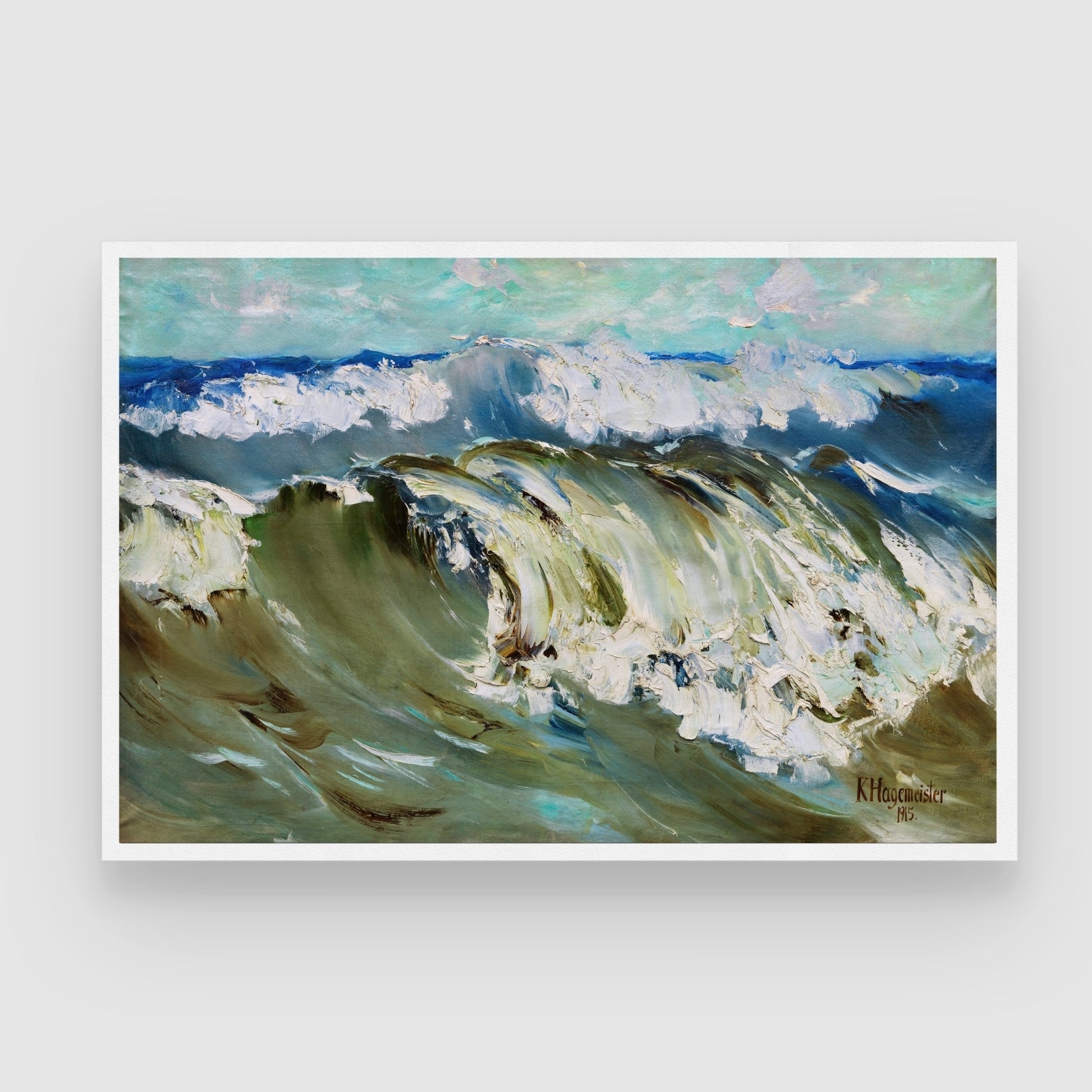 Vivid Curling Wave Seascape Wall Art 2 : 3 Horizontal Premium Wall Art Canvas by MeriDeewar