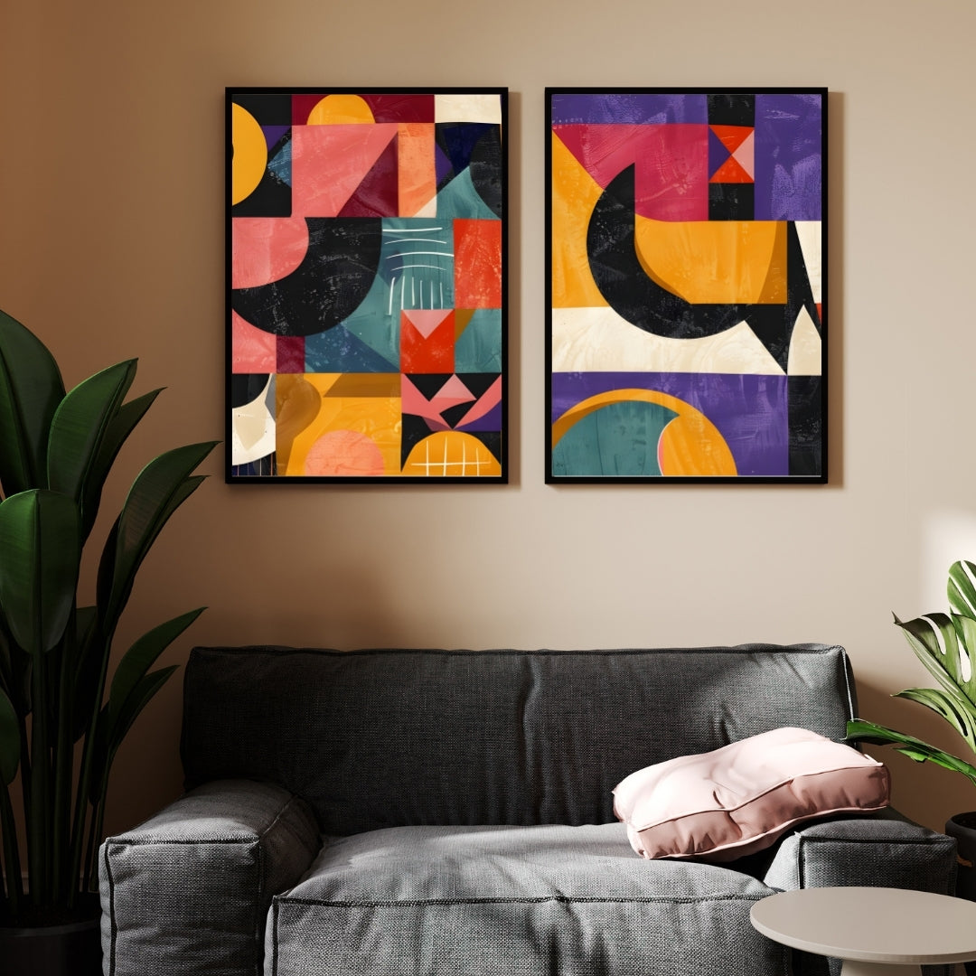 Vivid Geometry – Modern Abstract Geometric Wall Art Walls Premium Wall Art Canvas by MeriDeewar