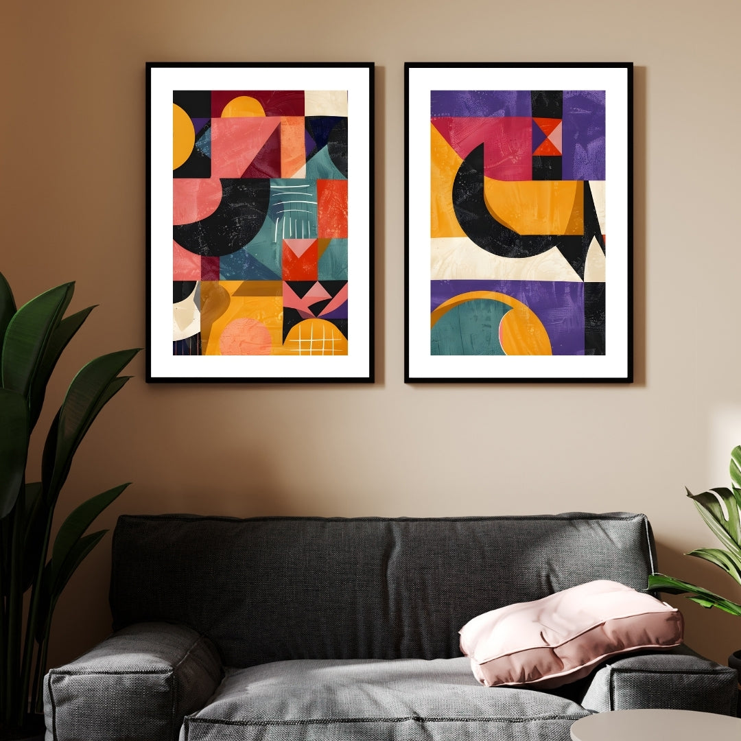Vivid Geometry – Modern Abstract Geometric Wall Art Walls Premium Wall Art Canvas by MeriDeewar