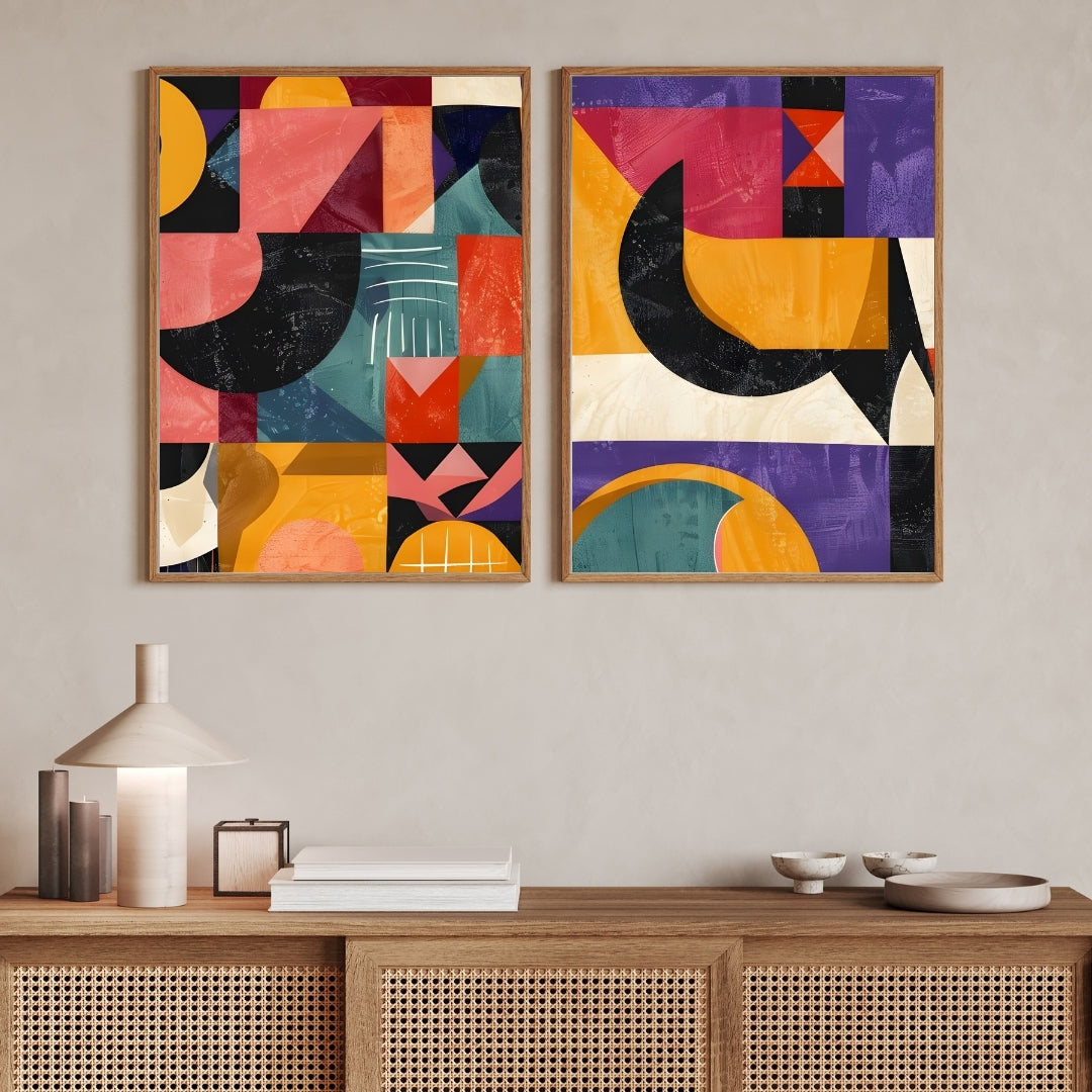 Vivid Geometry – Modern Abstract Geometric Wall Art Walls Premium Wall Art Canvas by MeriDeewar