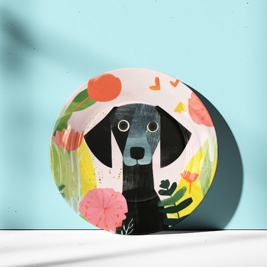 Cute Dog Painting Wall Decor Plate