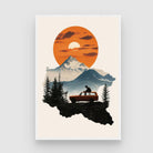 Wander Beyond – Mountain & Sunset Adventure Canvas Wall Art 2 : 3 Vertical Premium Wall Art Canvas by MeriDeewar
