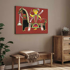 "Warrior on Horseback" Jamini Roy Painting | Fine Art Wall Art 3 : 2 Horizontal Premium Wall Art Canvas by MeriDeewar