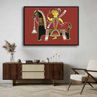 "Warrior on Horseback" Jamini Roy Painting | Fine Art Wall Art 3 : 2 Horizontal Premium Wall Art Canvas by MeriDeewar