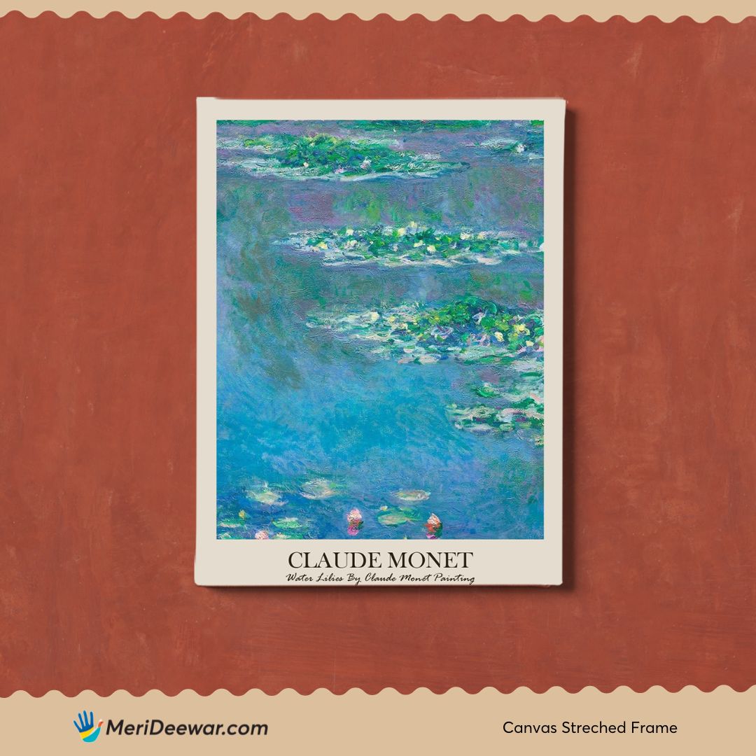 Water Lilies Painting  by Claude Monet 3 : 4 Vertical New Premium Wall Art Canvas by MeriDeewar